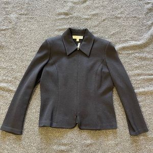 St John Basics Womens Black Full Zip CHARM Collared Sweater Cardigan Size 4 USA